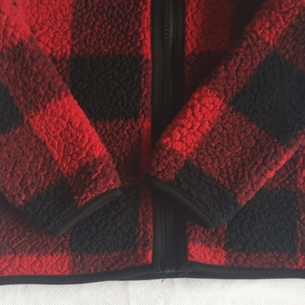Joe Fresh Buffalo Plaid Sherpa Teddy Fleece Jacket 2T Unisex Red Lumberjack - Picture 3 of 7
